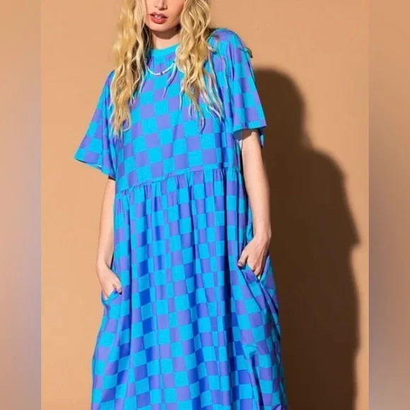 DRESSED IN LALA Never Too Much Oversized Maxi Dress Blue + Lilac Large Punk - Picture 2 of 16